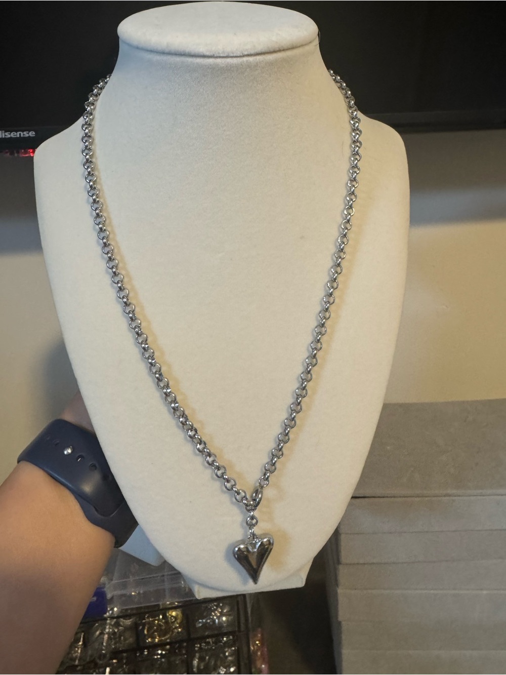 Sterling-Style Silver Heart Pendant Necklace - Women Jewelry